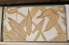 綴れ 笹 金 白 帯 正絹