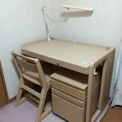 引き取り限定☆学習机セット ベージュ 収納付き