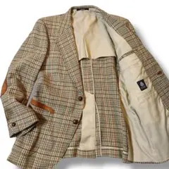 DAKS テーラードジャケット エルボーパッチ 胡桃ボタン ダックスチェック