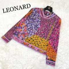 美品✨ レオナール 長袖カットソー ウールシルク ジャージー素材 L 花柄