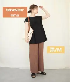 terawear emu しまむら て後ろリボンドビーブラウス M 黒