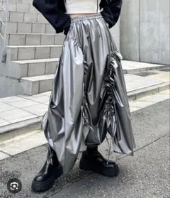 PAGEBOY メタリックドロストギャザースカート