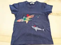 familiar サメ刺繍 Tシャツ ネイビー