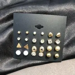 【極美品】ピアス シンプル ゴールド 丸玉 ハート ストーン 12点セットまとめ