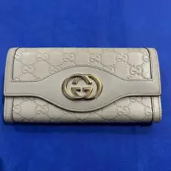 GUCCI GG柄レザー 長財布 ホワイト