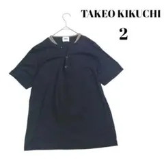 【タケオキクチ】半袖シャツ カットソー (M) 黒 プルオーバー 重ね着風