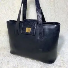 ✨希少✨セリーヌ ハンドバック レザー クロコ型押し ゴールド金具 ブラック