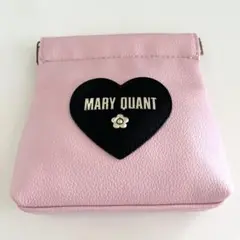 【未使用・訳あり】マリークワント ロゴインザハート バネクチポーチ ピンク