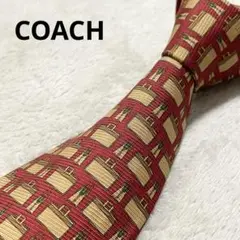 COACH 旅行鞄 トラベルバッグ柄 シルクネクタイ ボルドー ブリーフケース