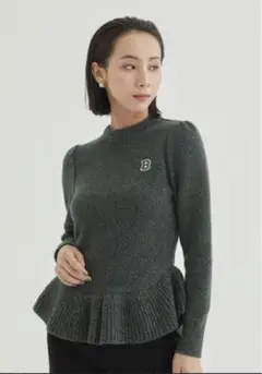 BORDERS at BALCONY新品カシミヤペプラムニットグレー36