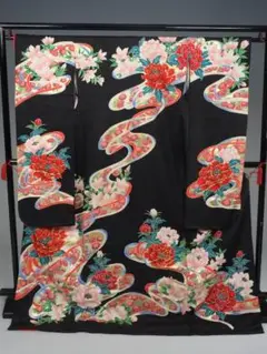 本振袖 黒地