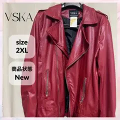 【新品】VSKA　レザージャケット　2XL　レッド　フェイクレザー