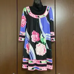 【良品】LEONARD シルクウール ワンピース M