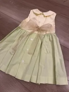 タルティーヌエショコラ　ワンピース　 黄色／黄緑　切替え　リボン　90センチ