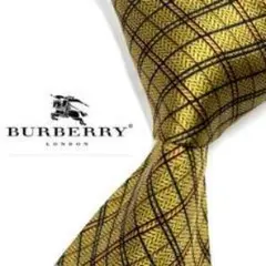 ◆美品◆Burberrys ネクタイ 黄色 金色 チェック柄 エレガント ロゴ