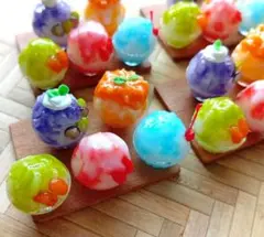 ミニチュアフード　カラフルフルーツかき氷５点