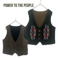 POWER TO THE PEOPLE リバーシブルベスト　綿100 極美品