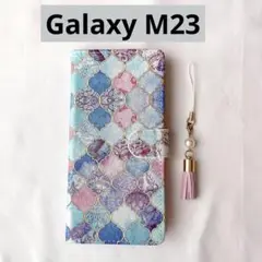 Galaxy M23 ケース 手帳型 タッセルストラップ付き カード収納 花柄