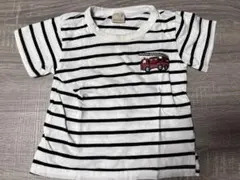 petit main ストライプ消防車Tシャツ 90