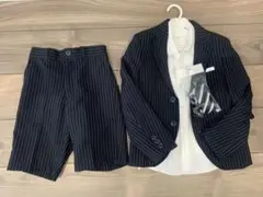 【未使用】ストライプフォーマルスーツ 4点セット 120 男の子 入学式 卒園式