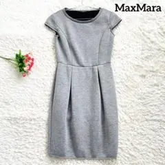 Max Mara ボンディング ワンピース ウエスト切替 S タック入コクーン