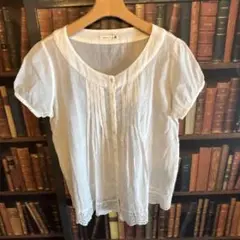 intimate ホワイト 半袖 シャツ ブラウス　cotton 100% M