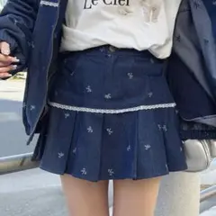 apres jour柄アソートミニスカート　ブルー