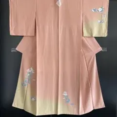 【春】11911t 着物 付下げ 一つ紋 落款入り 作家物 花紋様 しつけ付き