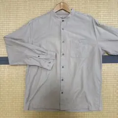 [美品] 無印良品 洗いざらしオックススタンドカラー長袖シャツ 紳士 Lサイズ