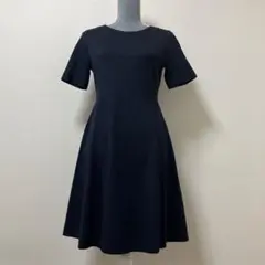 日本製　インディヴィ ワンピース　ネイビー　夏　ベーシック　大人　上品　半袖