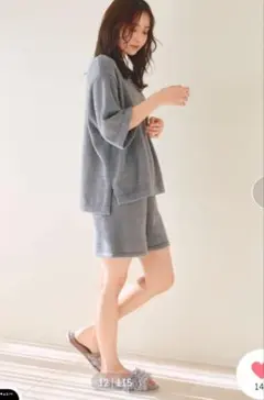 【LAFUKU/ラフク】もこふわマシュマロルームウェアハーフパンツ　上下セット