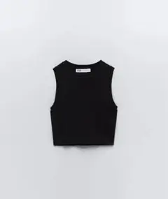 ZARA ベーシッククロップドニットトップス　ブラック　Ｓ
