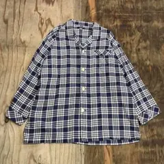 DAKS 00s オープンカラー 開襟 パジャマ 長袖 シャツ チェック古着