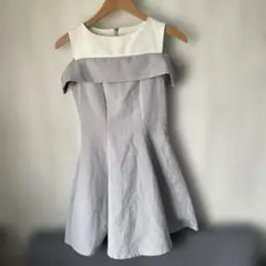 Sサイズ ノースリーブミニワンピース グレーとホワイト
