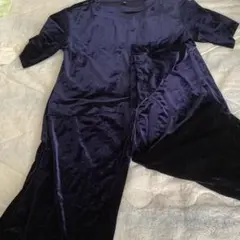 美品　ユニクロ　セットアップ　ベロア　ワイドパンツ　プルオーバー