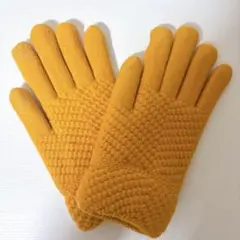 【新品・未使用】マスタードイエロー ニット手袋　暖かい♡