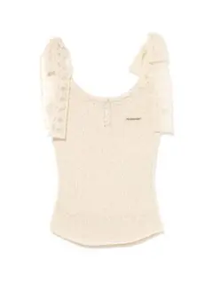andmary Cotton ribbon tank アイボリー