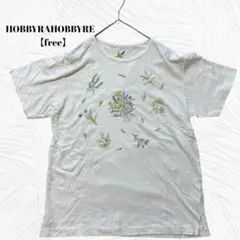 HOBBYRA HOBBYRE 【free】白　刺繍 半袖Tシャツ　カットソー