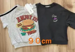 新品　RELA.ハンバーガーTシャツ 90cm ぶどう刺繍半袖Tシャツ　しまむら