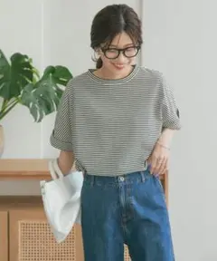 アーバンリサーチ　USAコットン　ストライプ 半袖 Tシャツ ルーズフィット