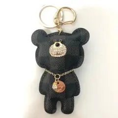 キラキラ クマ クマさん キーホルダー チャーム キーリング ブラック　黒色