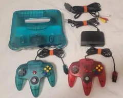 NINTENDO64 本体 クリアブルー コントローラー2個 おまけゲーム16本