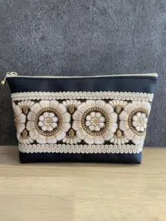 インド刺繍リボン　ポーチ