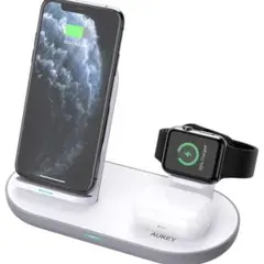 AUKEY ワイヤレス充電器 Apple Watch AirPods ホワイト