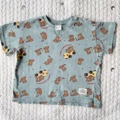 フタフタ　Tシャツ　総柄　くま　95 ブルー