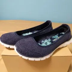 SKECHERS フラットシューズ ネイビー 夏レース 美品