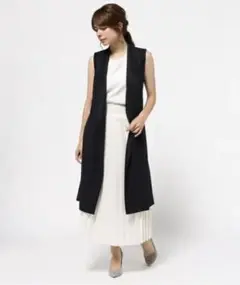【試着のみ✨】エストネーション ウール ロングジレ ベルトヘチマカラー ネイビー