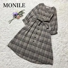 【MONILE】モニーレ　チェックリボンタックフレアワンピース