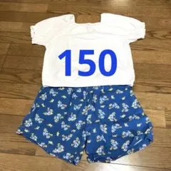 UNIQLO 花柄キュロット パフスリーブ　ワッフルTシャツ　150