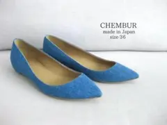 CHEMBURチェンバー フラットシューズ 36 デニム ポインテッド